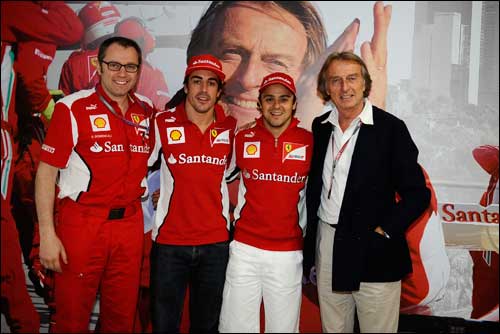 Стефано Доменикали, Фернандо Алонсо, Фелипе Масса и Лука ди Монтедземоло
