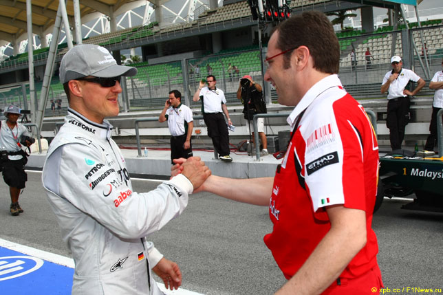 Михаэль Шумахер и Стефано Доменикали, 2010 год