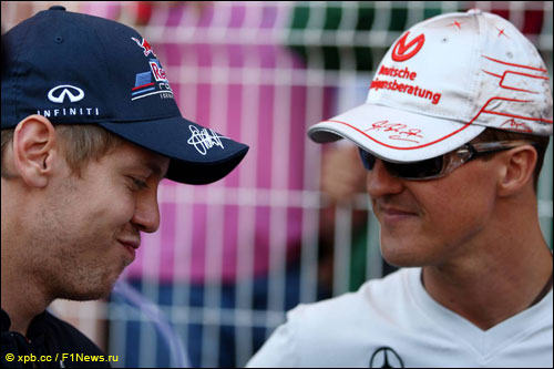 Себастьян Феттель и Михаэль Шумахер