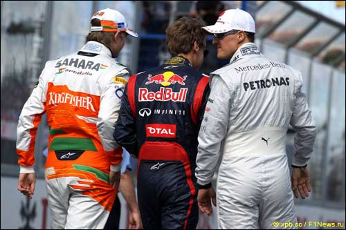 Нико Хюлкенберг, Себастьян Феттель и Михаэль Шумахер