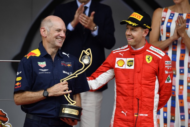 Эдриан Ньюи и Себастьян Феттель после финиша Гран При Монако, 2018 год