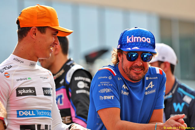 Ландо Норрис и Фернандо Алонсо