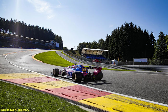 Серхио Перес на трассе Гран При Бельгии, 2019 год