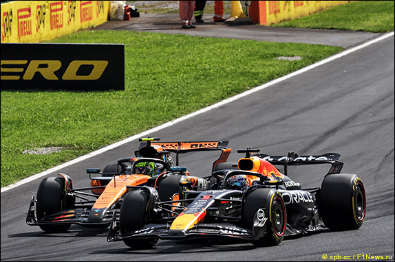 На 3-м круге Ферстаппен опередил Норриса, возглавив гонку