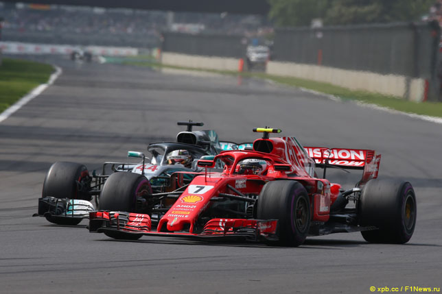 Борьба Льюиса Хэмилтона и Кими Райкконена в Мексике