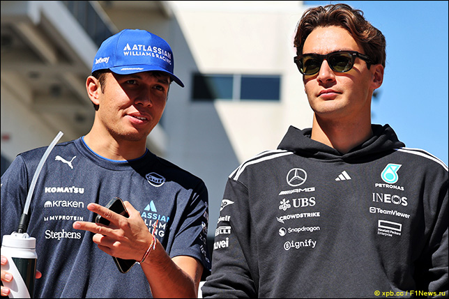 Карлос Сайнс и Алекс Элбон и Джордж Расселл