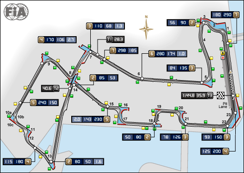 Схема трассы в Сингапуре