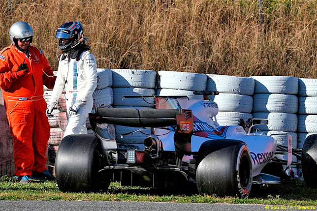 Лэнс Стролл после аварии в Барселоне
