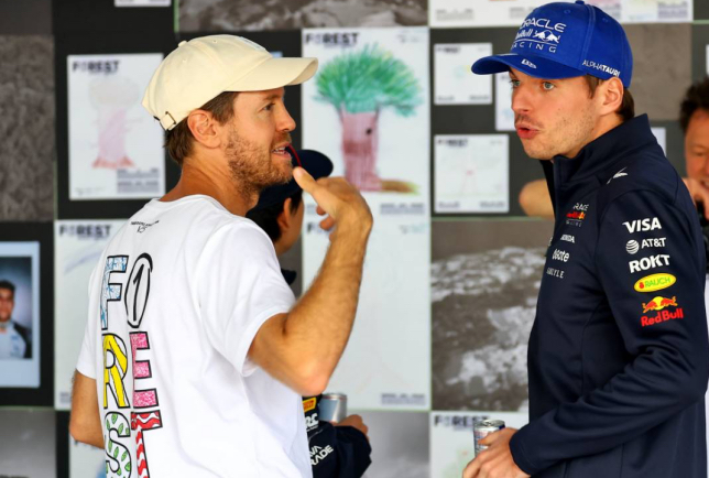 Себастьян Феттель и Макс Ферстаппен в паддоке Гран При Сан-Паулу, фото XPB