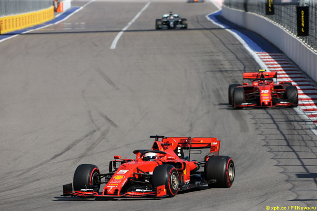 Себастьян Феттель лидирует на Гран При России, 2019 год