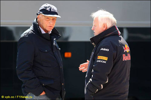 Ники Лауда с Норбертом Феттелем, отцом чемпиона мира 2011 года