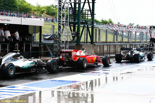 Залитый водой пит-лейн Хунгароринга, 2016 год